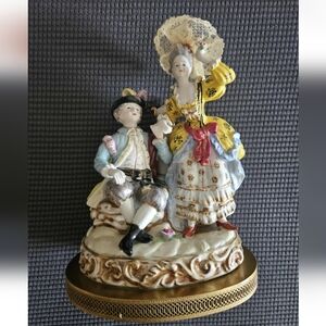 Vintage Dresden Style Romantic French Couple Figurine Large 11" x 8.1/4"